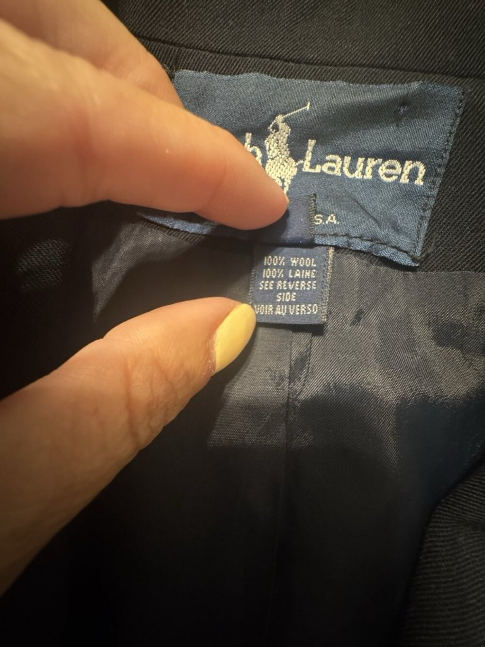 VTG Ralph Lauren Sz 6 Navy Wool Double Breasted Admiral Embroidered Jacket USA - Picture 9 of 15